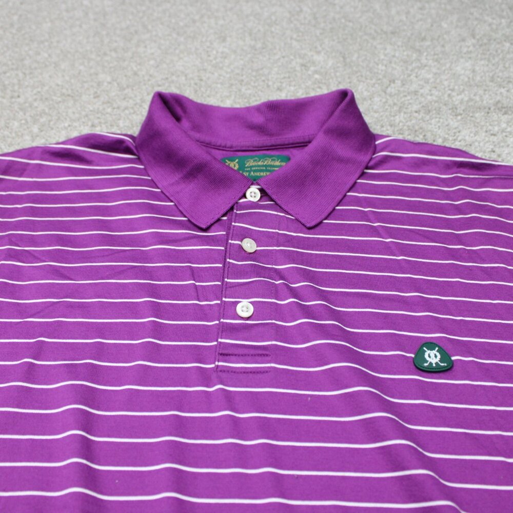 Brooks Brothers Polo Shirt Men 2XL XXL Purple St.Andrews Links Golf Short Sleeve - Picture 5 of 14